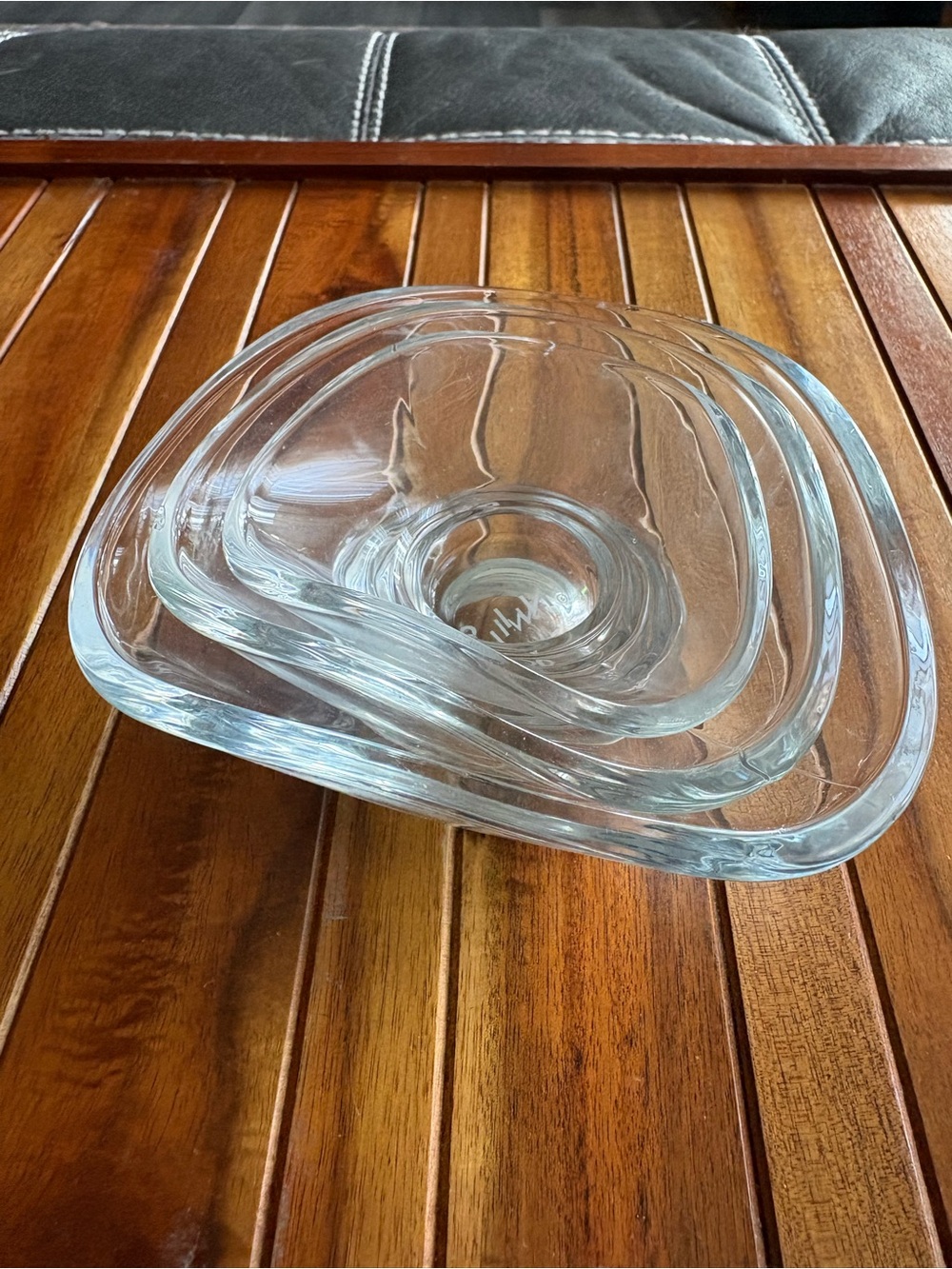SIN Set of 3 Clear Glass Nesting Bowl Set Triangle Shaped Clear Glass